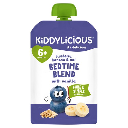 Kiddylicious Blueberry, Banana & Oat Bedtime Blend Vanilla Pouch