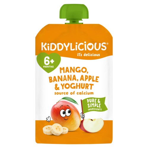 Kiddylicious Mango, Banana, Apple & Yoghurt Pouch Snack Baby Food 6+ months