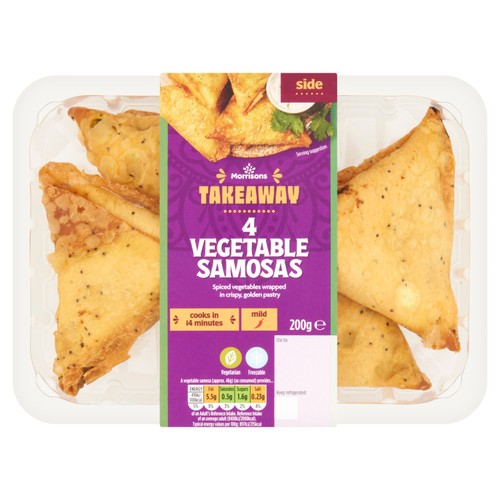 Morrisons Takeaway 4 Vegetable Samosas
