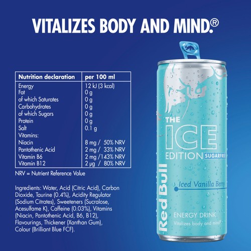 Red Bull Energy Drink Sugar Free Ice Edition Iced Vanilla Berry thumbnail 3