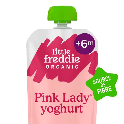 Little Freddie Pink Lady Greek Yoghurt Organic Pouch, 6 mths+