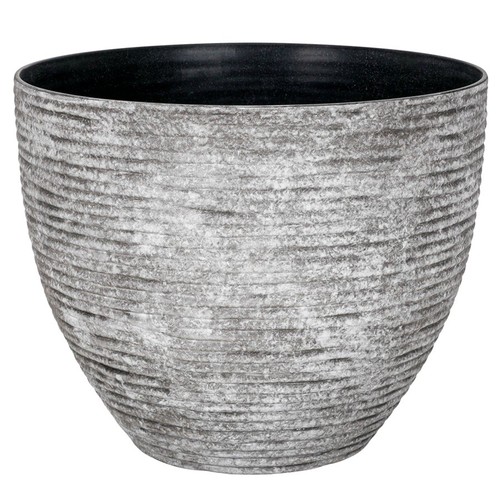 Nutmeg Grey Textured Stripe Pot Large