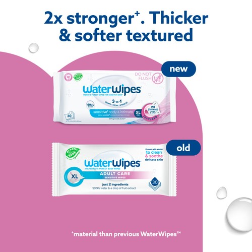 WaterWipes Adult Care Incontinence Sensitive Wipes 30 pack  thumbnail 4