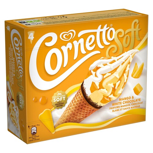 Cornetto Soft Mango & White Chocolate Ice Cream Cones 4 x 140ml thumbnail 2