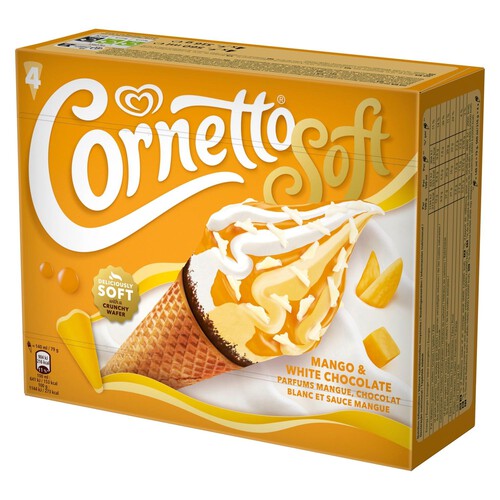 Cornetto Soft Mango & White Chocolate Ice Cream Cones 4 x 140ml thumbnail 3