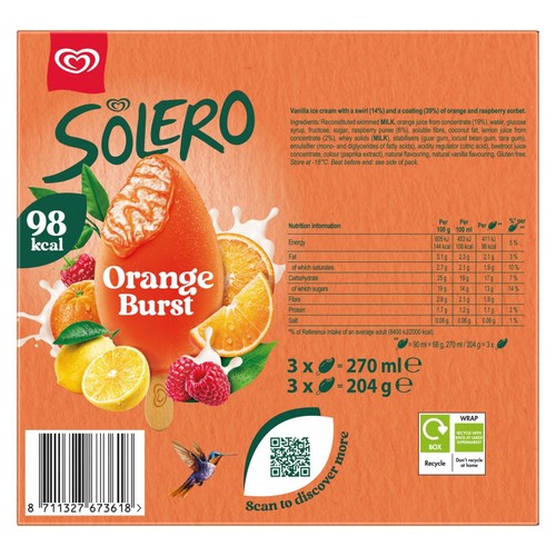 Solero Orange Burst Ice Cream Sticks 3 x 90ml thumbnail 4