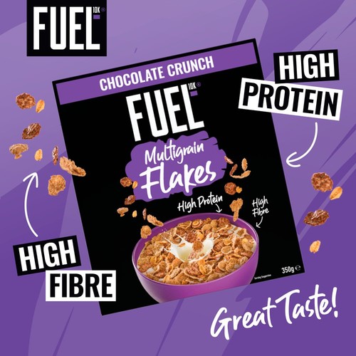 FUEL10K Chocolate Multigrain Flakes High Protein Breakfast Cereal   350g thumbnail 2