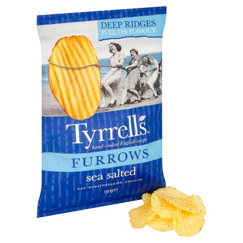 Tyrrells Furrows Sea Salted Crisps 150g thumbnail 2