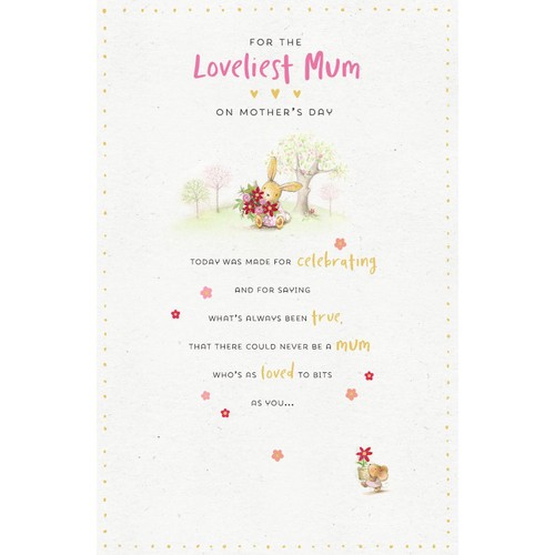For The Loveliest Mum On Mother's Day Bunny Card