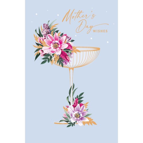 Floral Cocktail Glass Mother's Day Wishes Card