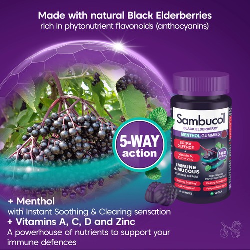 Sambucol Extra Defence Menthol 30 Gummies thumbnail 3