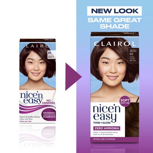 Clairol Nice'N Easy Tone+Gloss Semi Permanent Hair Dye 403/82 Dark Brown thumbnail 5
