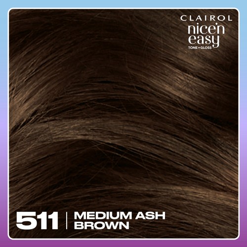 Clairol Nice'N Easy Tone+Gloss Semi Permanent Hair Dye 511/77 Med Ash Brown thumbnail 2