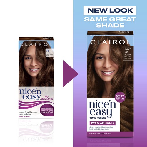 Clairol Nice'n Easy Tone+Gloss Semi Permanent Hair Dye 537/78 Golden Brown thumbnail 5