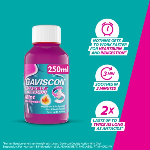 Gaviscon Double Action Liquid Mint 250ml thumbnail 4