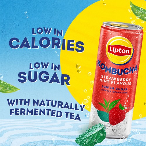 Lipton Strawberry Mint Flavour Kombucha Cans 4 x 250ml thumbnail 2