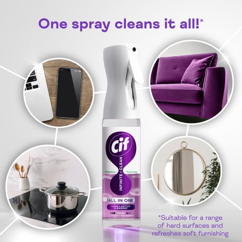 Cif Infinite Clean All in One Cleaner Spray Lavender & Eucalyptus 280ml thumbnail 2