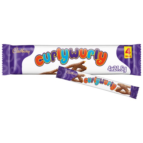 Cadbury Curly Wurly Chocolate Bar 4 Pack Multipack