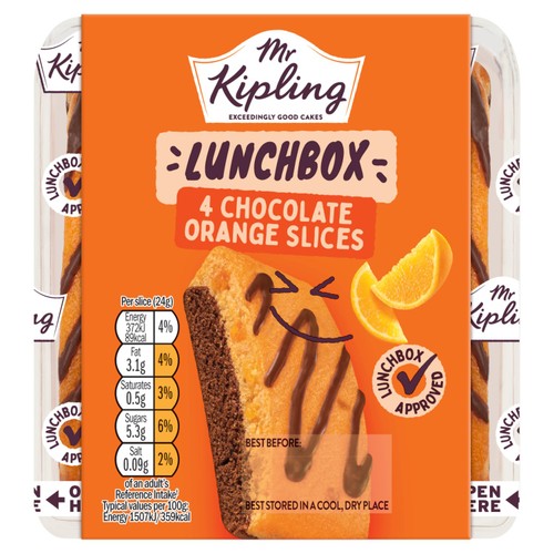 Mr Kipling Lunchbox Milk Chocolate Orange Cake Slices 4 Pack thumbnail 2
