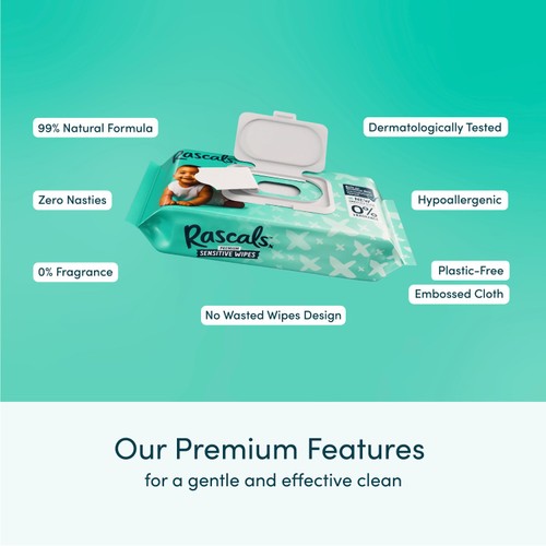 Rascals Sensitive Biodegradable Baby Wipes  thumbnail 5