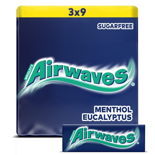 Airwaves Menthol & Eucalyptus Sugar Free Chewing Gum 3 x 9 Pieces thumbnail 2