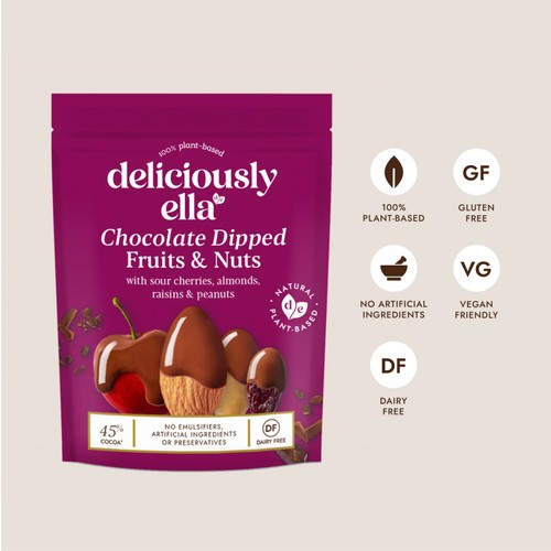 Deliciously Ella Chocolate Dipped Fruit & Nut Share Snack Bag 90g thumbnail 2