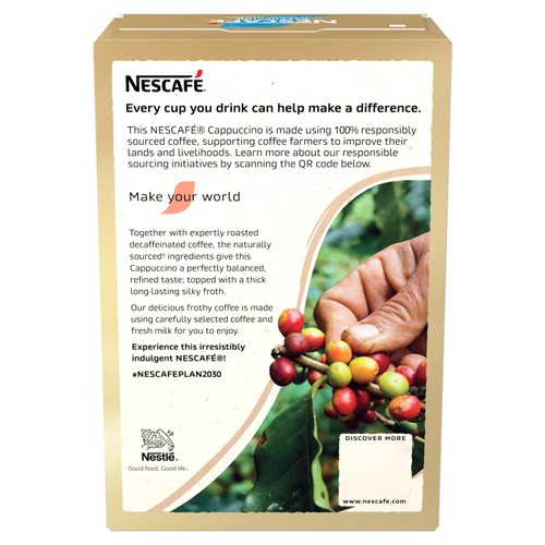 Nescafe Cappuccino Decaf Unsweetened Instant Coffee 7 Sachets  thumbnail 5