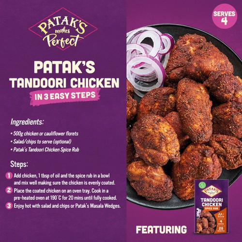 Patak's Tandoori Chicken Indian Seasoning Medium Spice Mix Rub 25g thumbnail 3