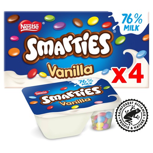 Smarties Split Pot Vanilla Flavour Yogurt 4X107g