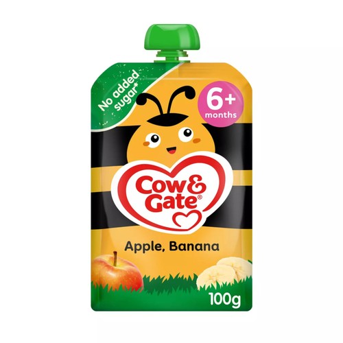 Cow & Gate Fruit Pouch Apple & Banana Baby Food Snack 4+ Months