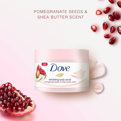 Dove Shower Body Scrub Jar Pomegranate 225ml thumbnail 2