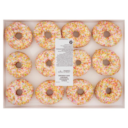 Morrisons Birthday Cake Iced Ring Doughnuts