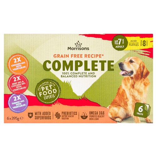 Morrisons Grain Free Meat & Veg Dog Food Trays Variety Pack 
