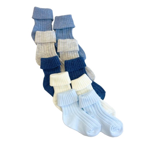 Nutmeg 6-12 Months Blue Baby Rib Socks 5 Pack