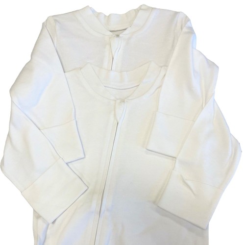Nutmeg 0-1 Month White Double Zipped Baby Sleepsuits 2 Pack  thumbnail 2