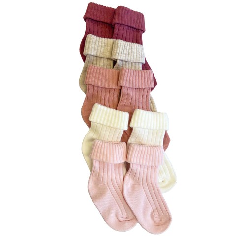 Nutmeg Pink Rib Socks 5 Pack 6-12 Months