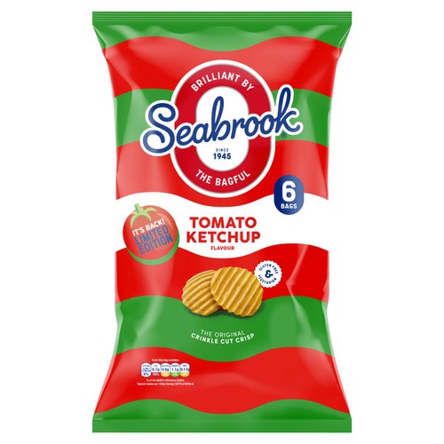 Seabrook Crinkle Cut Tomato Ketchup Crisps 6 Pack