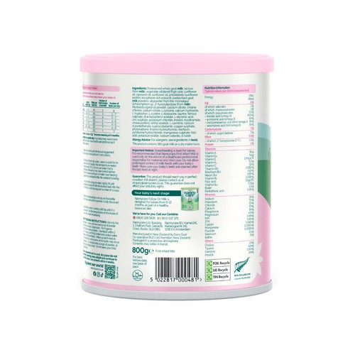 Nanny Care Stage 1 First Infant Milk Goat Milk From Birth 800g thumbnail 2