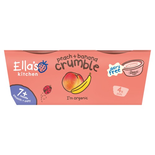 Ella's Kitchen Peach + Banana Crumble 7+ Months 4x80g thumbnail 2