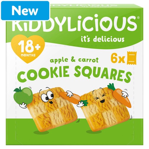 Kiddylicious Apple & Carrot Cookie Squares Baby Snacks 18m+
