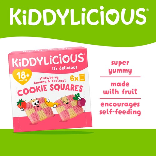Kiddylicious Strawberry, Banana & Beetroot Cookie Squares 18+M 6x24g thumbnail 3