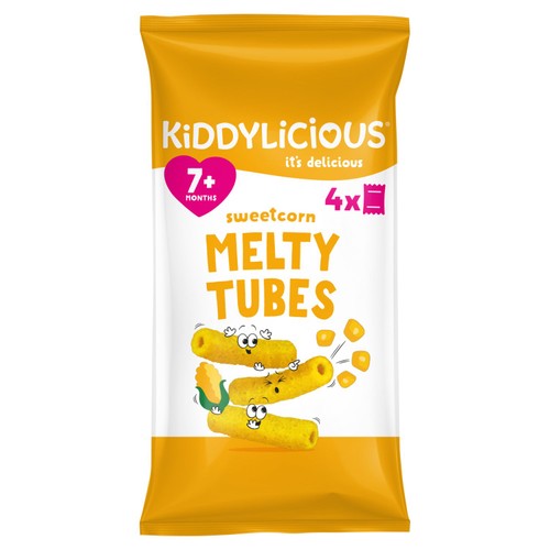 Kiddylicious Sweetcorn Melty Tubes 7m+ 4 x 10g thumbnail 2
