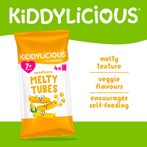 Kiddylicious Sweetcorn Melty Tubes 7m+ 4 x 10g thumbnail 3