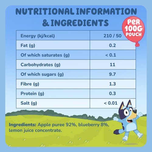 Goodies Bluey Apple & Blueberry Fruit Pouch Multipack 4x100g thumbnail 3