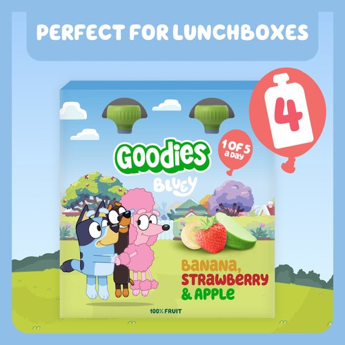 Goodies Bluey Banana, Strawberry & Apple Fruit Pouch Multipack 4x100g thumbnail 4