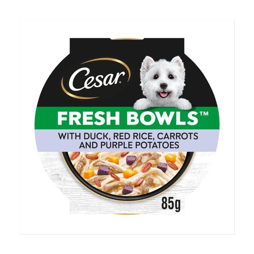 CESAR Wet Dog Food Fresh bowls with Duck Red Rice Carrots and Purple Potatoes in Gravy 85g