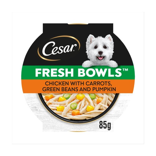 CESAR Wet Dog Food Fresh bowls with Chicken Carrots Green Beans and Pumpkin in Gravy 85g