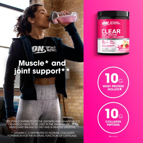 Optimum Nutrition Clear Whey & Collagen Apple & Raspberry 240G thumbnail 3