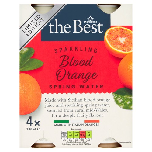 Morrisons The Best Sparkling Blood Orange Spring Water 4x330ml