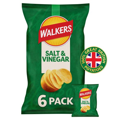 Walkers Salt & Vinegar Multipack Crisps 6x25g
